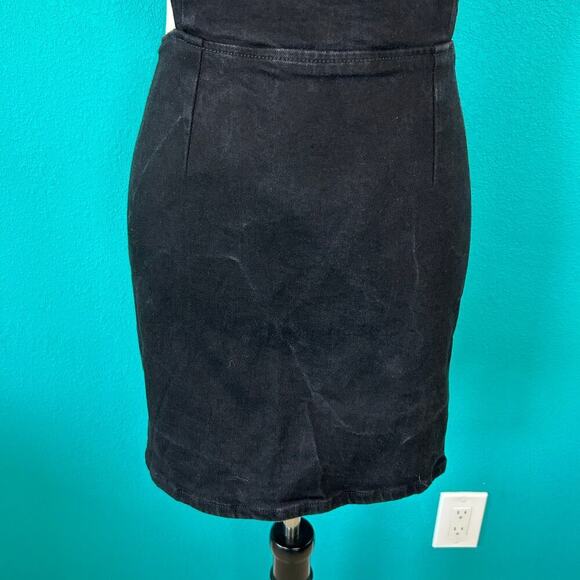 Reformation + Net Sustain Kate Open-back Organic Denim Mini Dress Black Size 2 - Picture 3 of 6